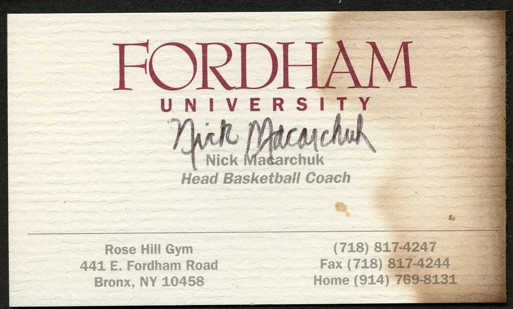 Nick Macarchuk signed autograph Head Basketball Coach Business Card BC058