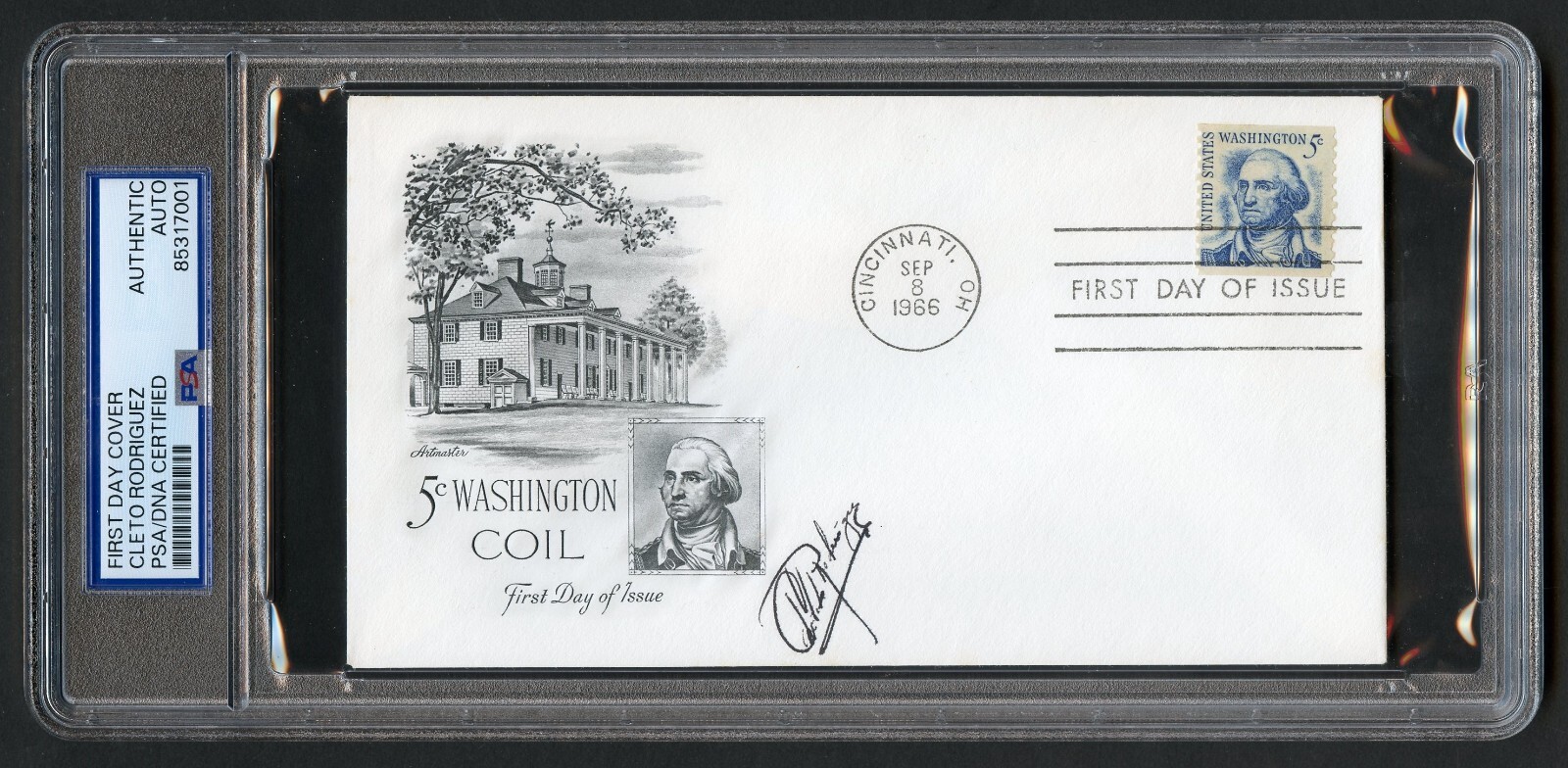 Cleto Rodriguez d1990 signed autograph FDC MOH Recipient US Army WWII PSA Slab