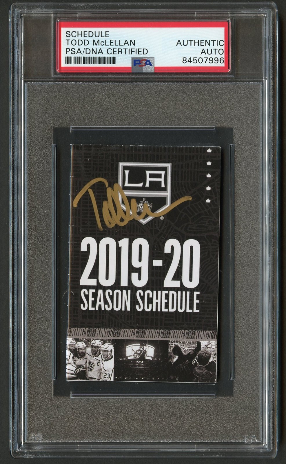 Todd McLellan signed autograph auto LA Kings 2019-20 Pocket Schedule PSA Slabbed