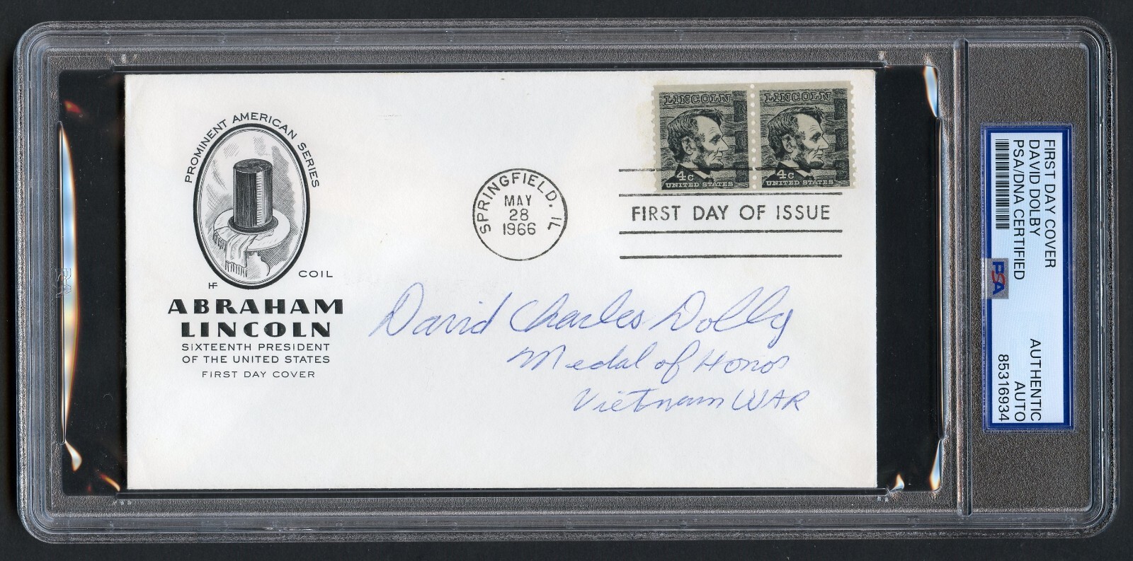 David Dolby d2010 signed autograph FDC MOH Recipient US Army Vietnam PSA Slabbed