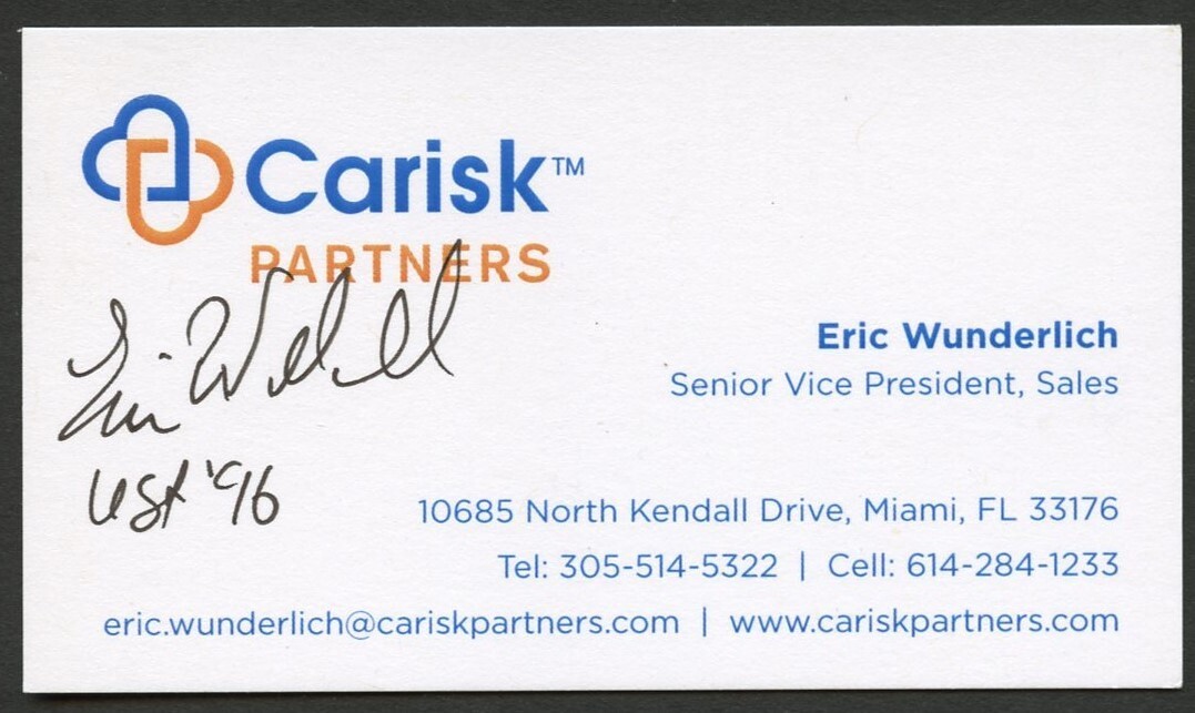 Eric Wanderlich signed autograph V President Carisk Partners Business Card BC617