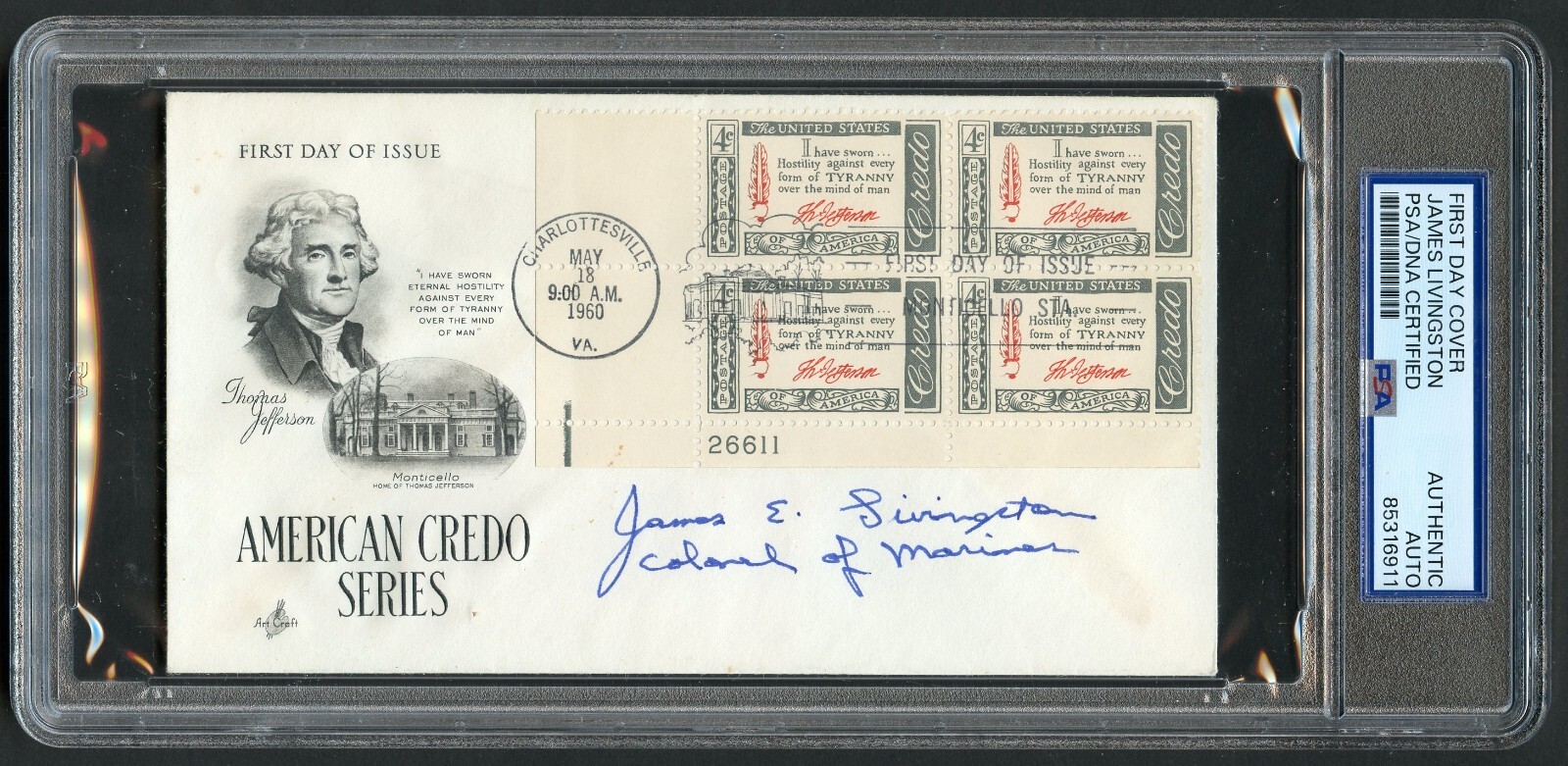 James Livingston signed autograph FDC MOH Recipient USMC Vietnam PSA Slabbed