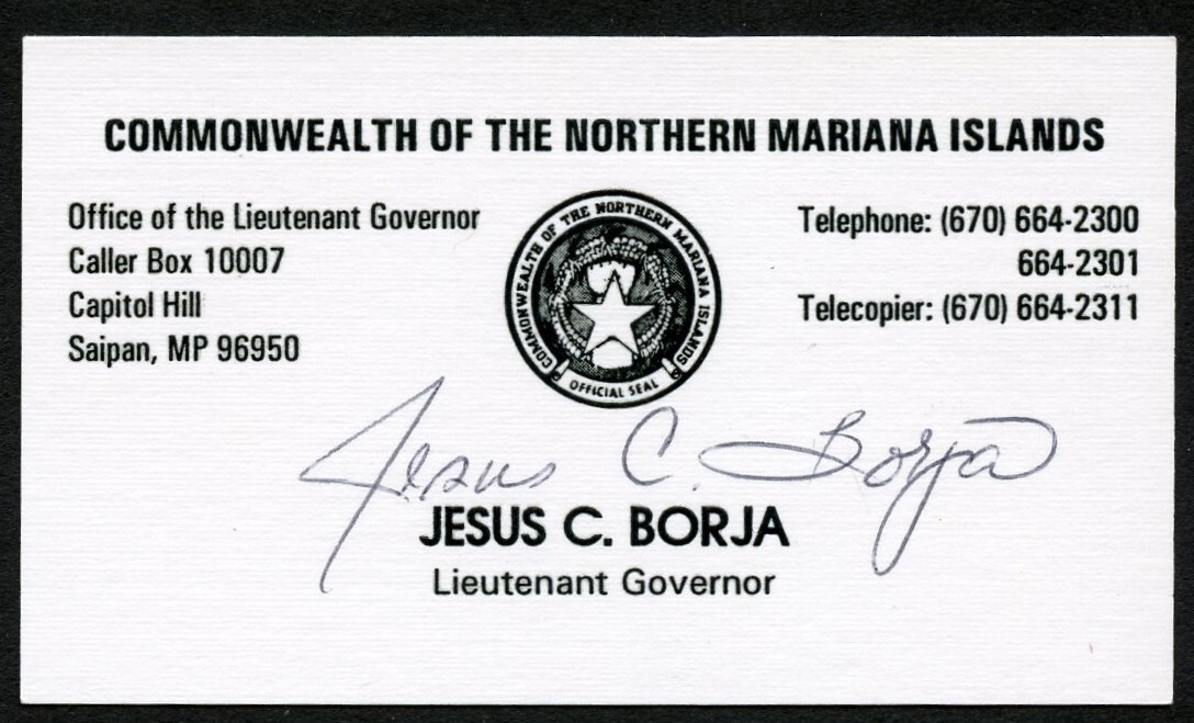 Jesus C Borja signed autograph auto Lieutenant Governor Business Card BC699