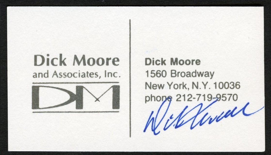 Dick Moore signed autograph Dick Moore & Associates Business Card BC650