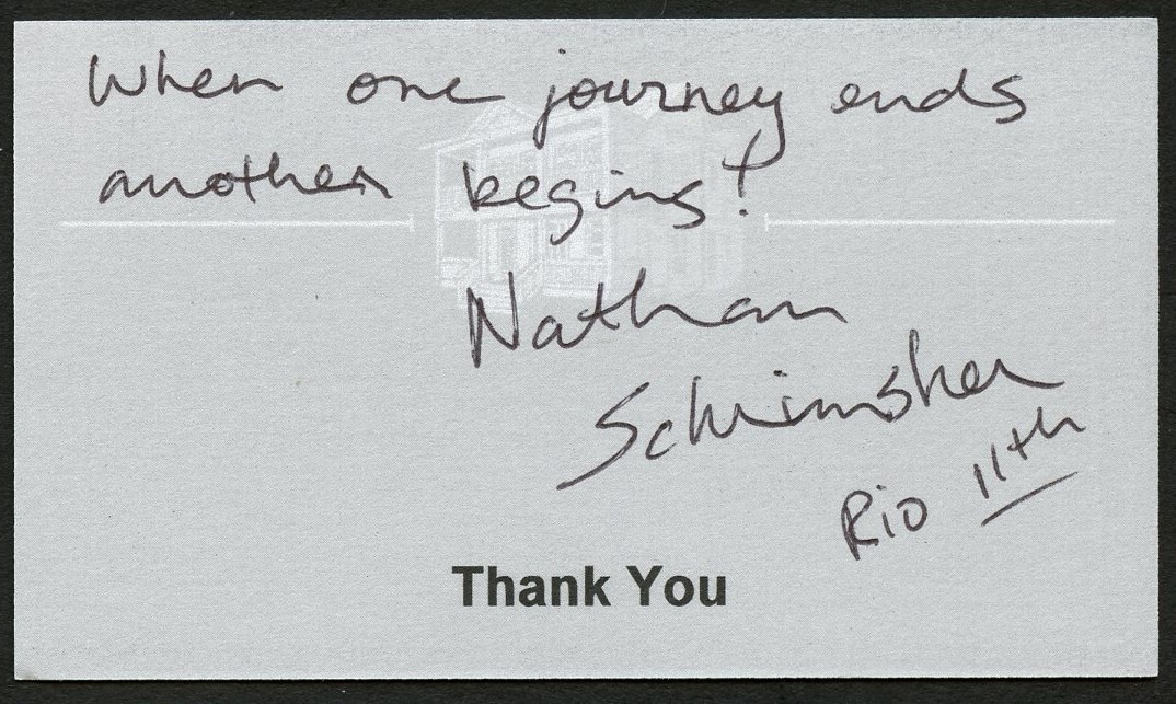 Nathan K Schrimsher signed autograph Staeden Appraisals Business Card BC675