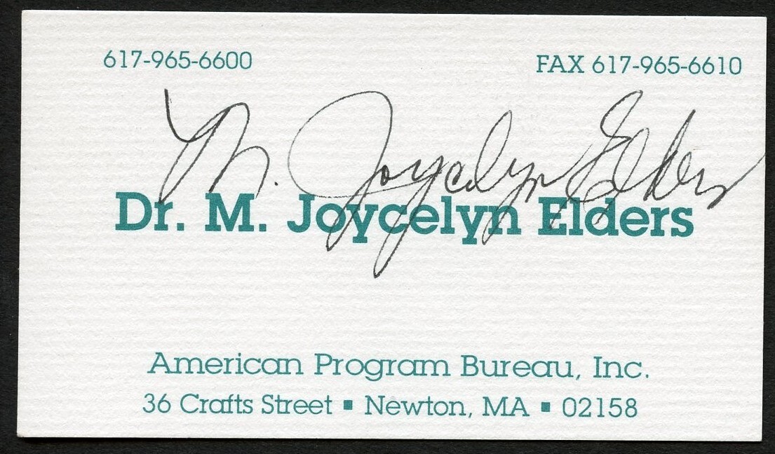 Dr. M. Joycelyn Elders signed autograph Program Bureau Business Card BC739
