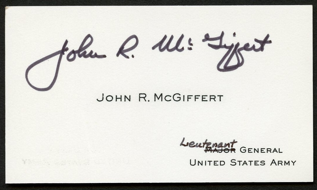 John R McGiffert signed autograph Lieutenant General US Army Business Card BC716
