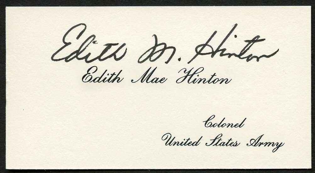 Edith Mae Hilton signed autograph Colonel US Army Business Card BC724