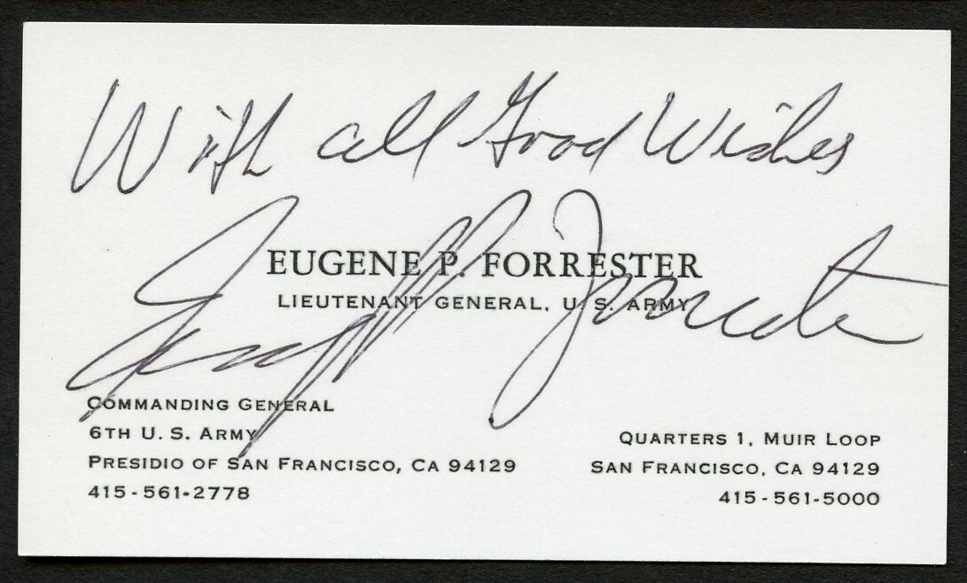 Eugene P Forrester signed auto Lieutenant General US Army Business Card BC720