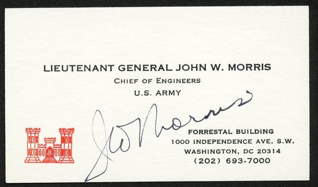 John W Morris signed autograph Lieutenant General US Army Business Card BC713