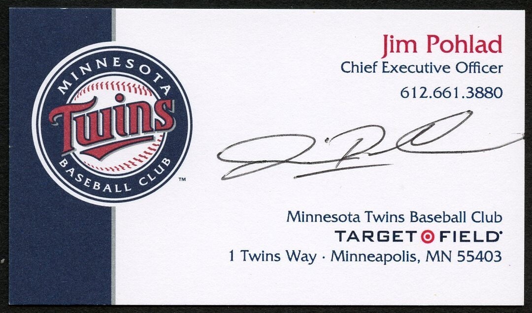 Jim Pohlad signed autograph CEO Minnesota Twins Baseball Business Card BC820