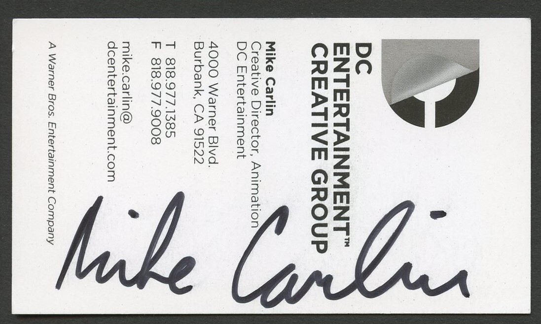 Mike Carlin signed autograph Creative Director Animation Business Card BC796