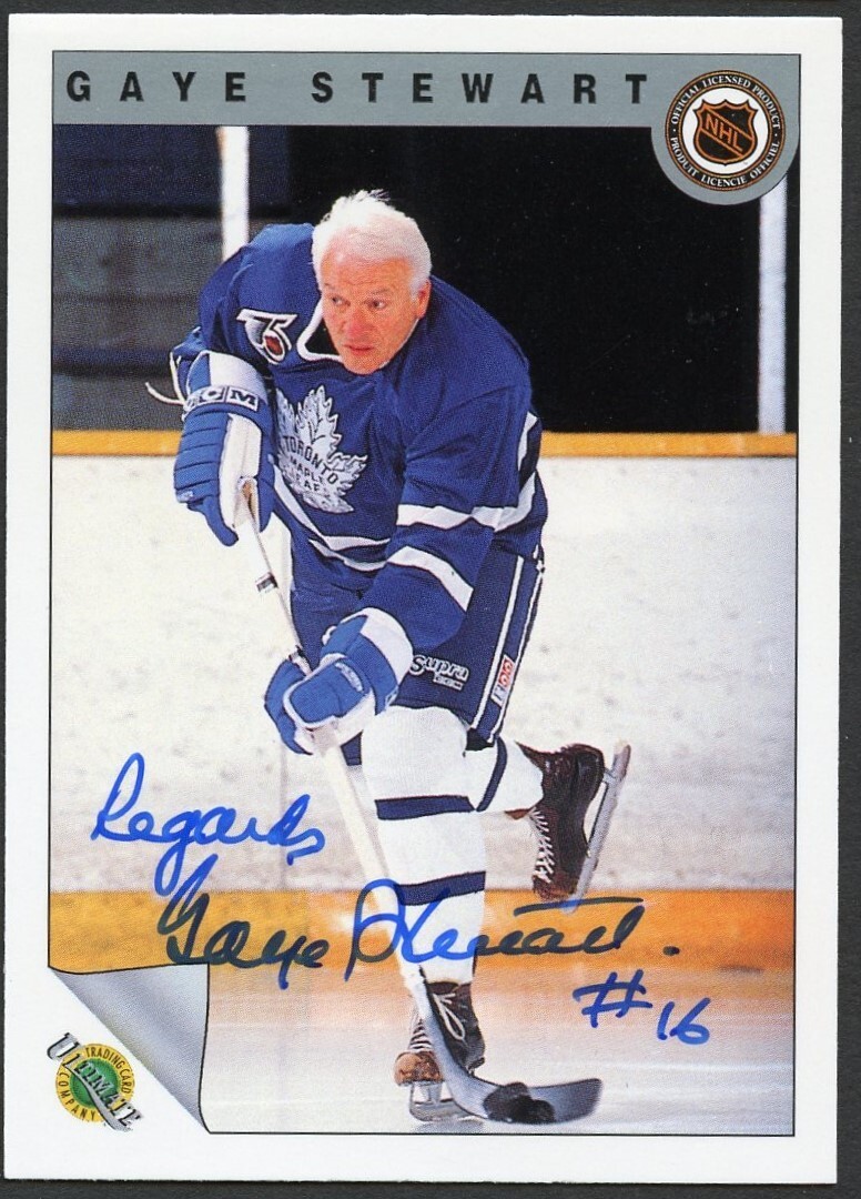Gaye Stewart #45 signed autograph auto 1992 Ultimate Original Six Hockey Card