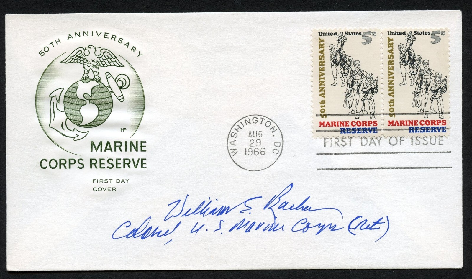 William E. Barber d2002 signed autograph FDC MOH Recipient USMC Iwo Jima BAS