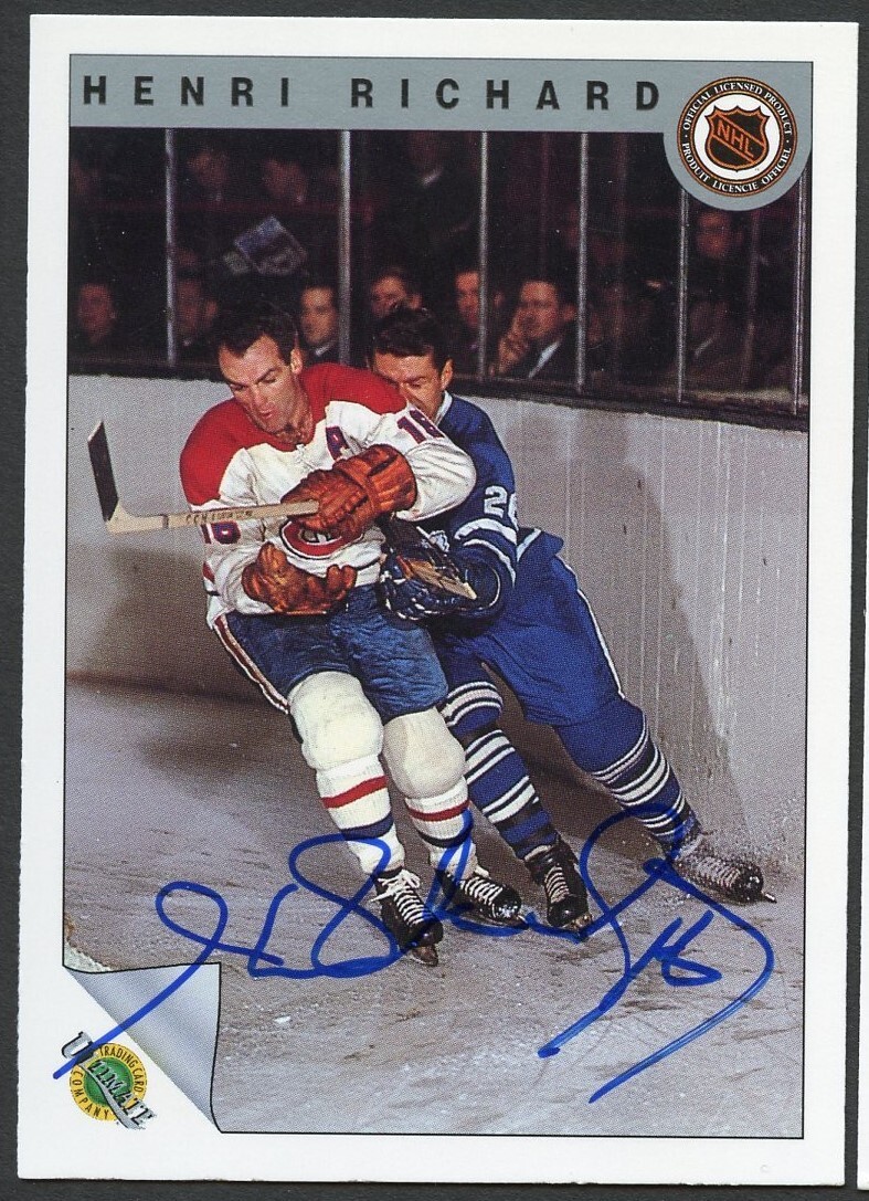 Henri Richard #14 signed autograph auto 1992 Ultimate Original Six Hockey Card