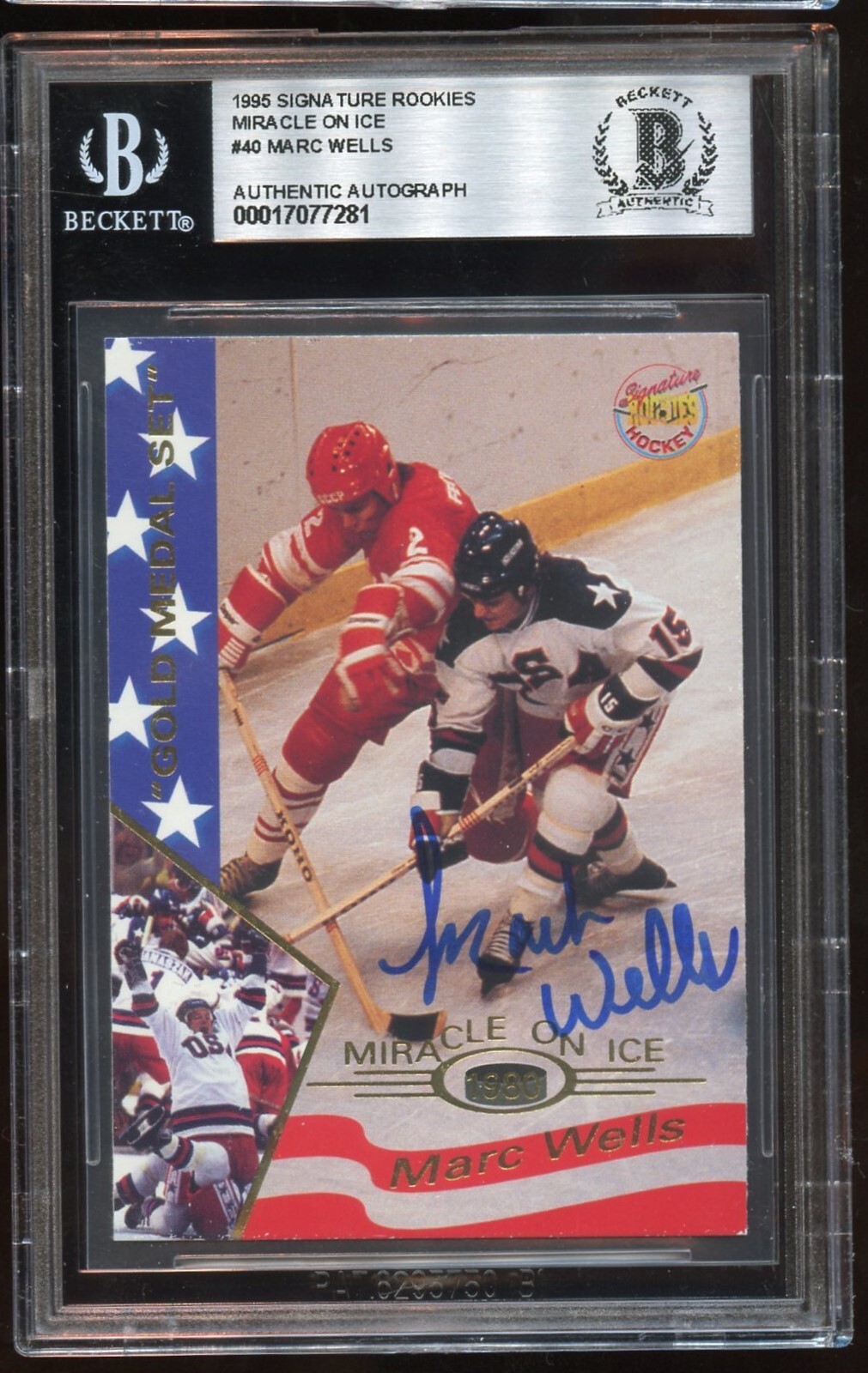 Mark Wells #40 signed autograph 1995 Signature Rookies Miracle on Ice BAS Slab