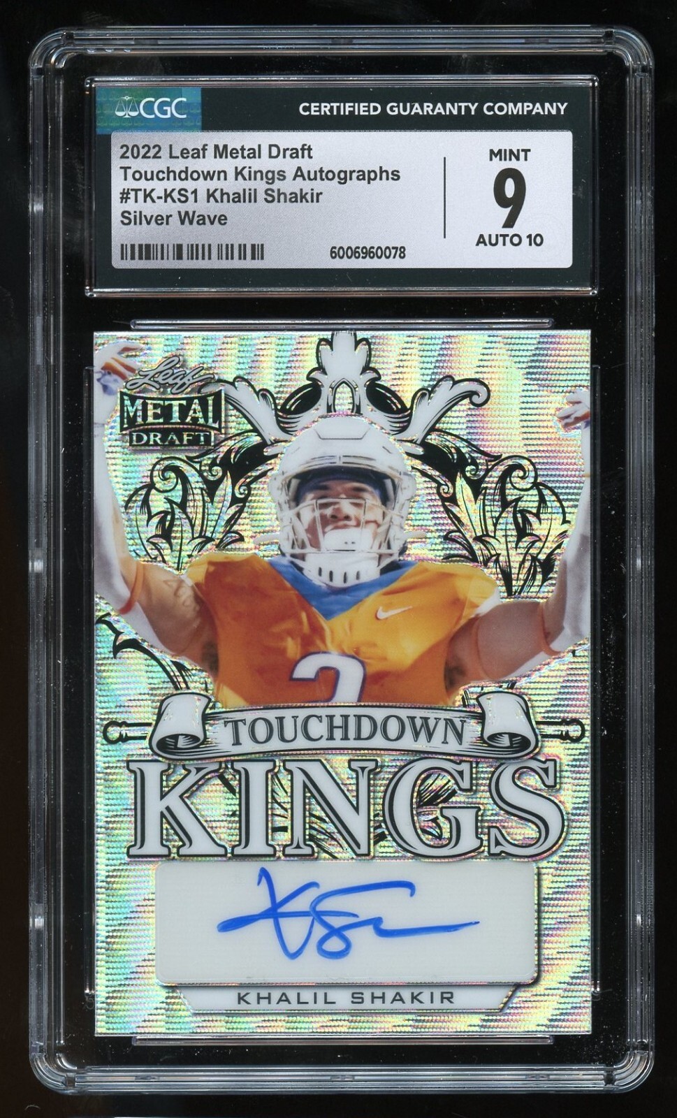 Khalil Shakir signed autograph 2022 Leaf Metal Draft Touchdown Kings CGC 9 10/30