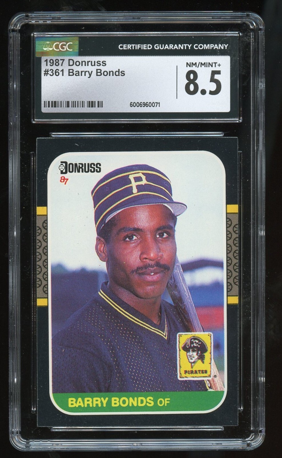 Barry Bonds #361 Donruss 1987 Baseball Trading Card CGC Grade 8.5