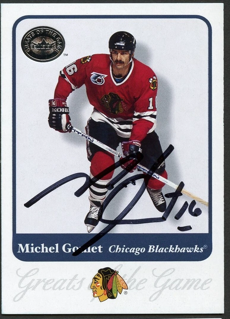 Michel Goulet #59 signed autograph 2001 Fleer Hockey Greats of the Game GOTG