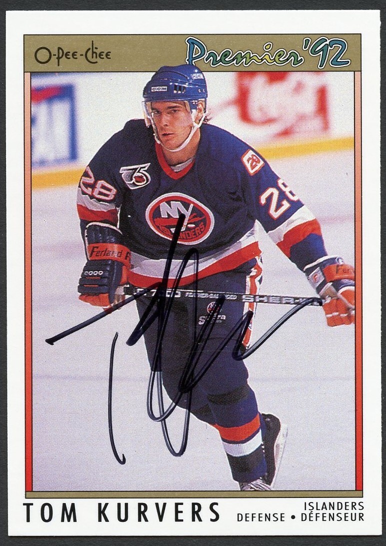Tom Kurvers #98 signed autograph auto 1992 O-Pee-Chee Premier Hockey Card