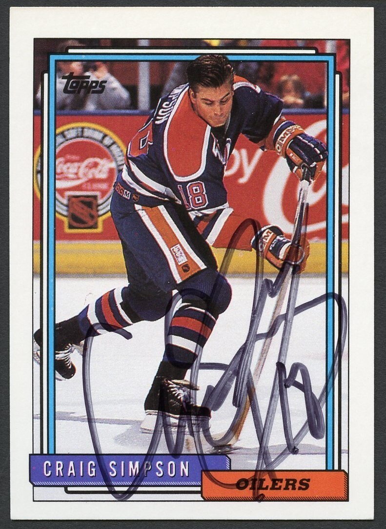 Craig Simpson # 356 signed autograph auto 1992-93 Topps Hockey Trading Card