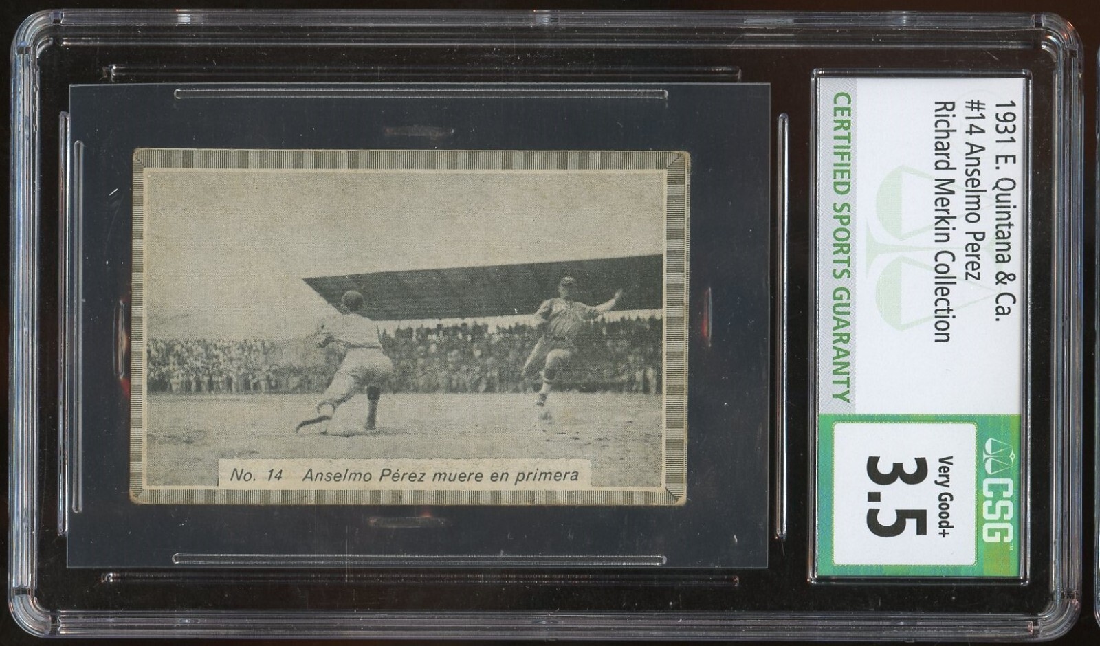 Anselmo Perez #14 1931 E. Quintana & CA Venezuelan Tobacco Card CSG Grade 3.5