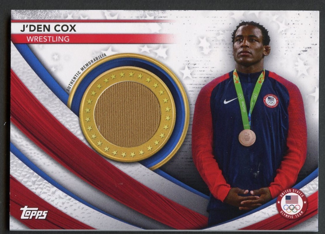 J'Den Cox USAM-JC 2021 Topps Olympic Relic Memorabilia Card Fabric