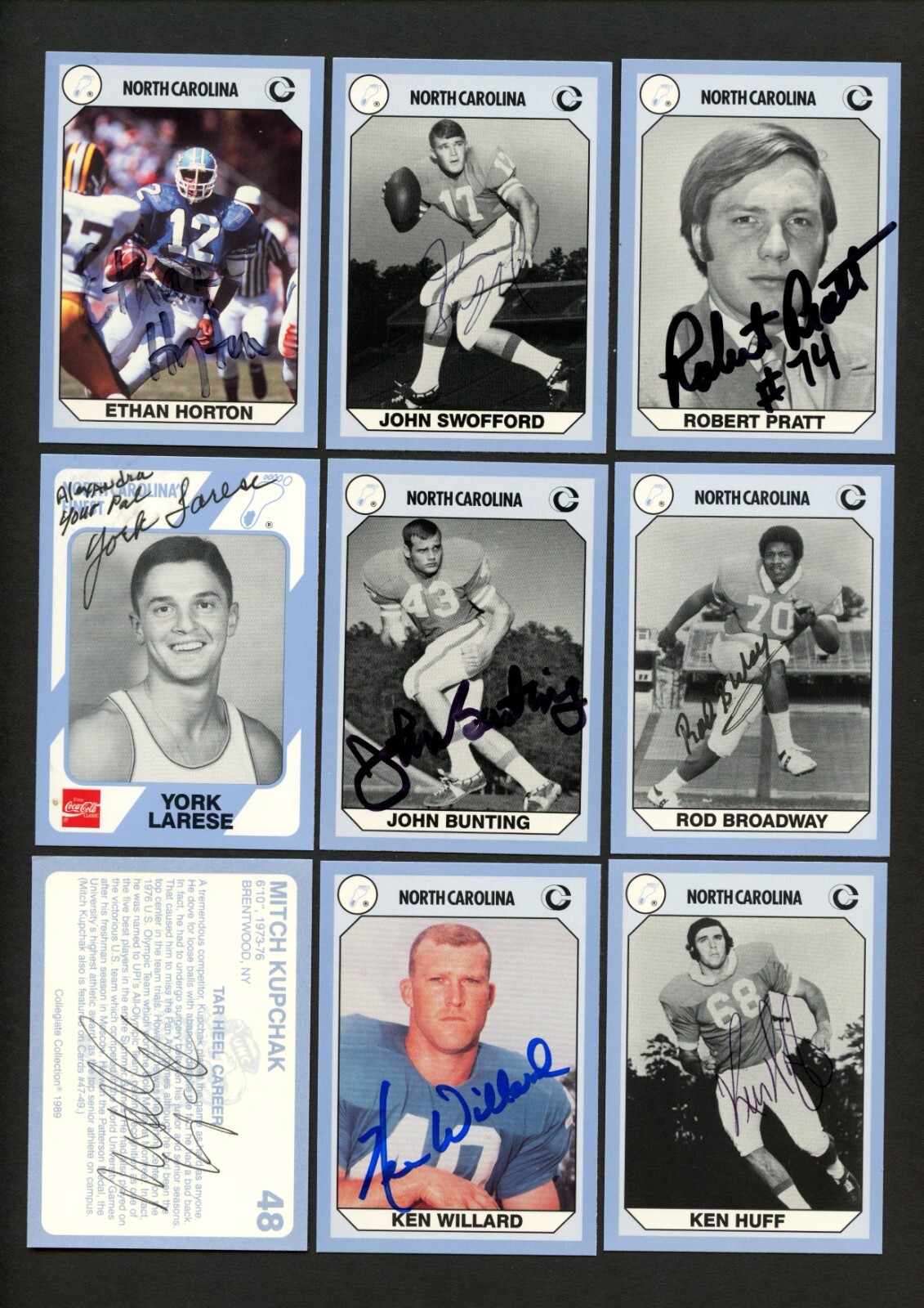 9 different signed autographed North Carolina Collegiate Cards READ DESCRIPTION!
