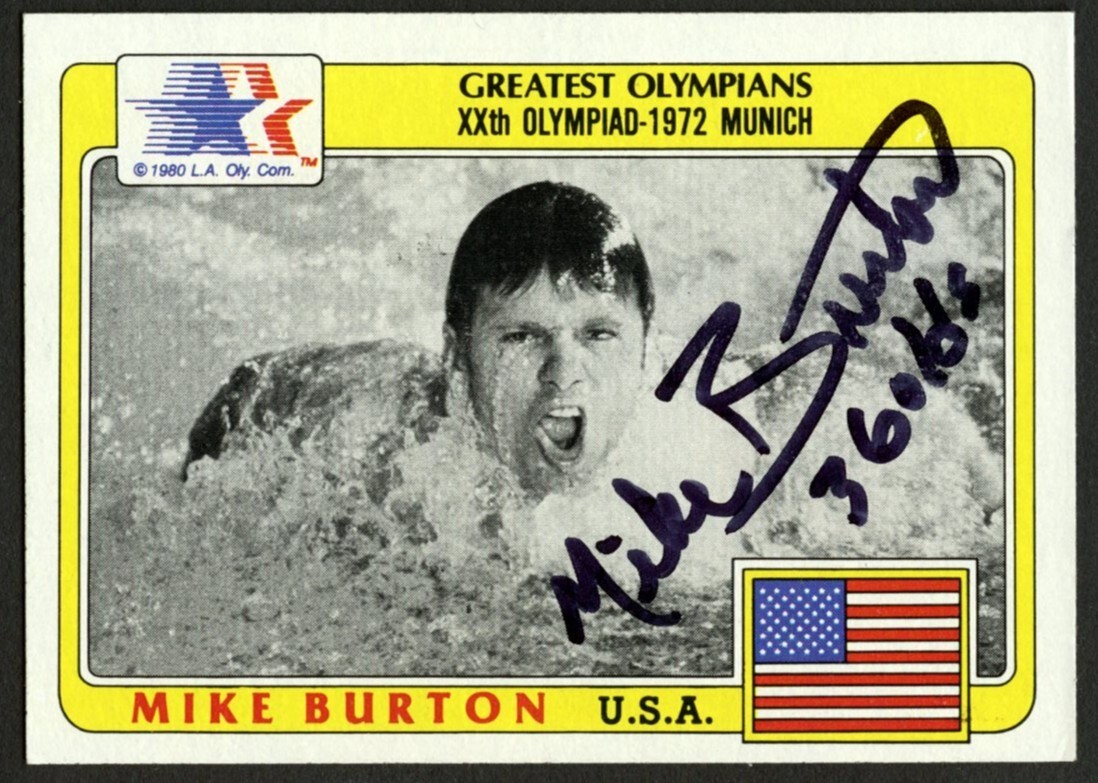 Mike Burton #10 signed autograph 1983 Topps Greatest Olympians Trading Card