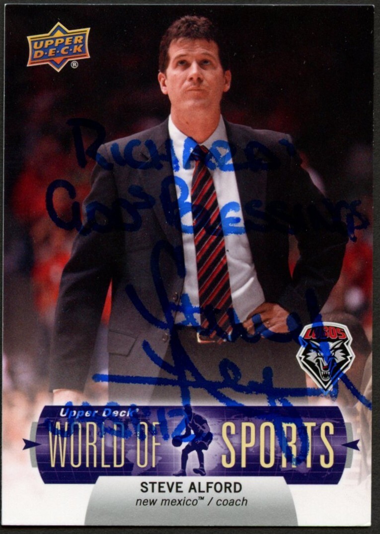 Steve Alford #65 signed autograph auto 2010 Upper Deck World of Sports card