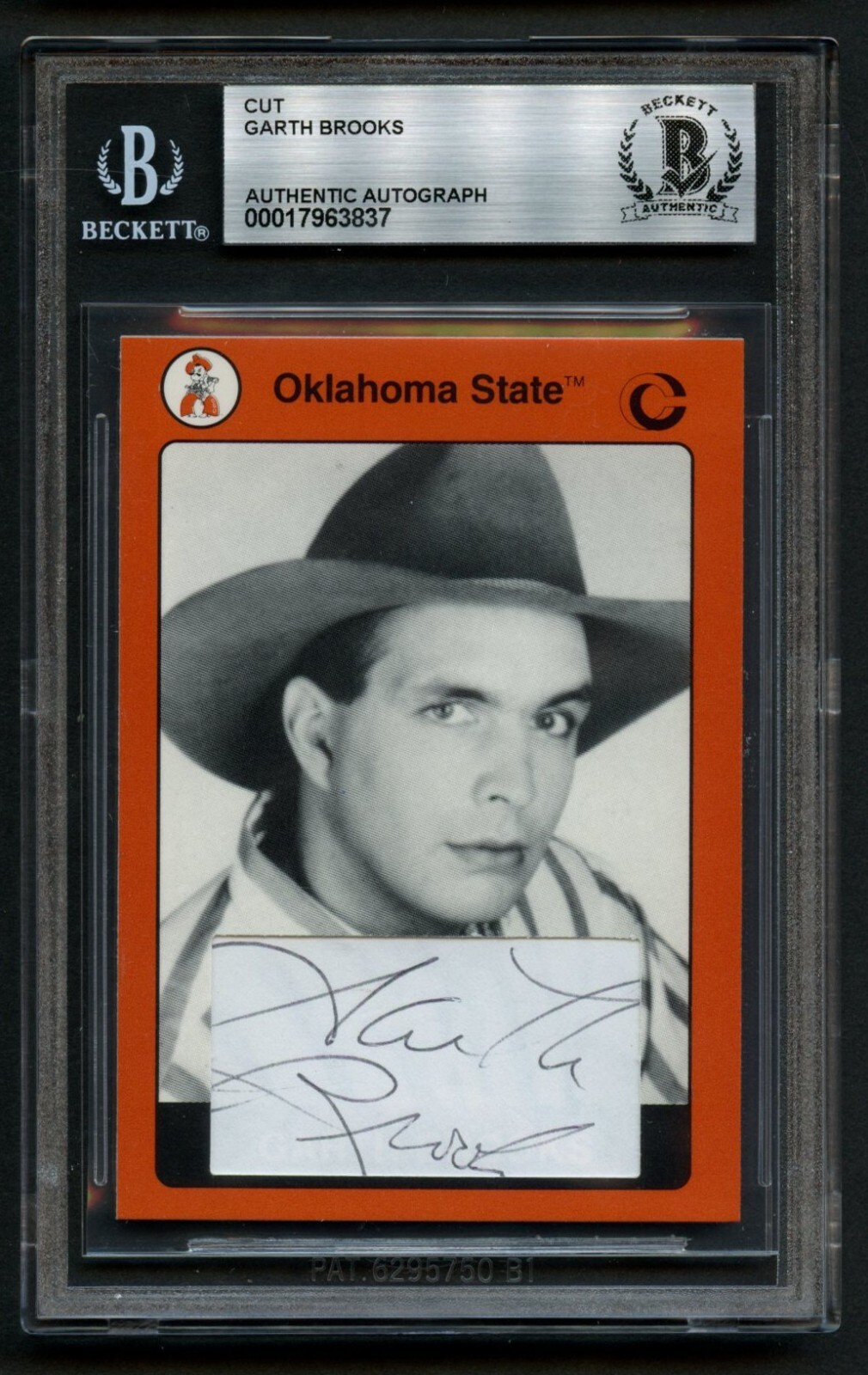 Garth Brooks signed autograph Oklahoma State Custom Cut Card BAS Slabbed