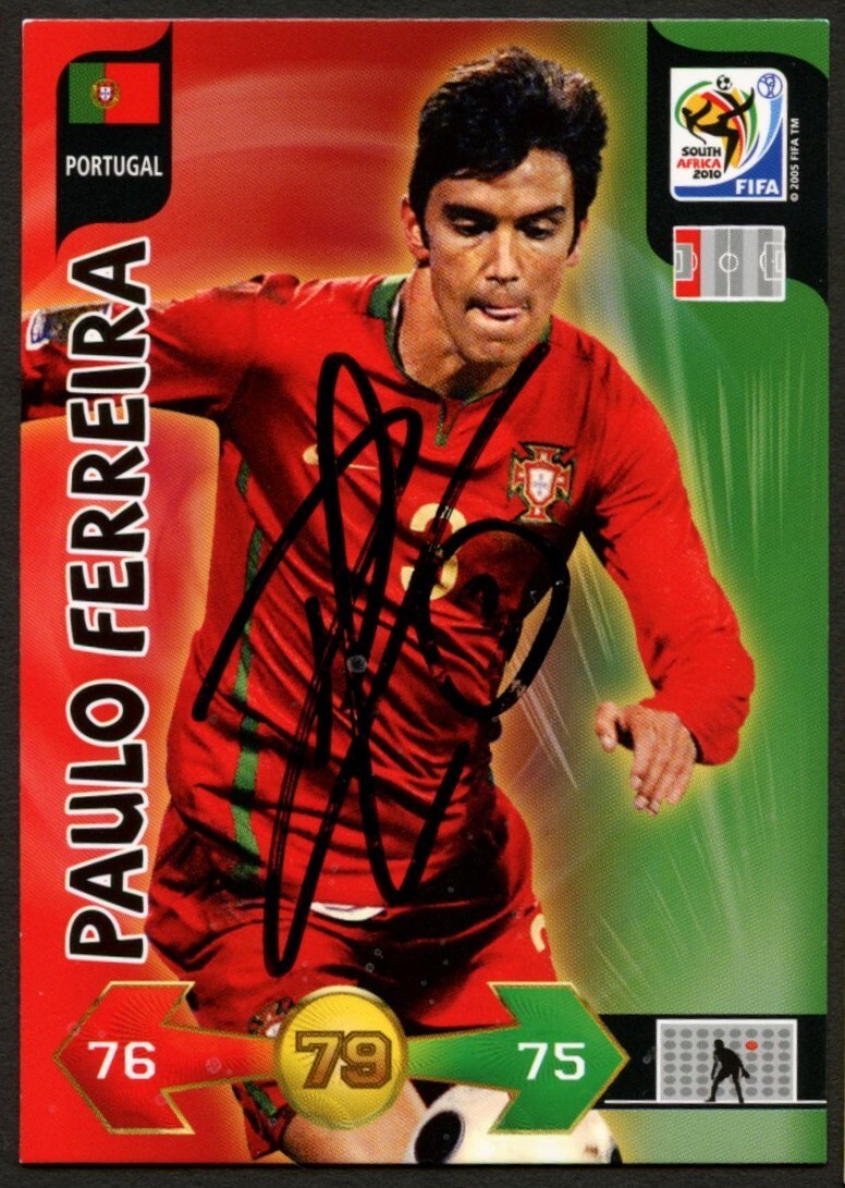 Paulo Ferreira #79 signed autograph 2010 FIFA World Cup Panini Soccer Card