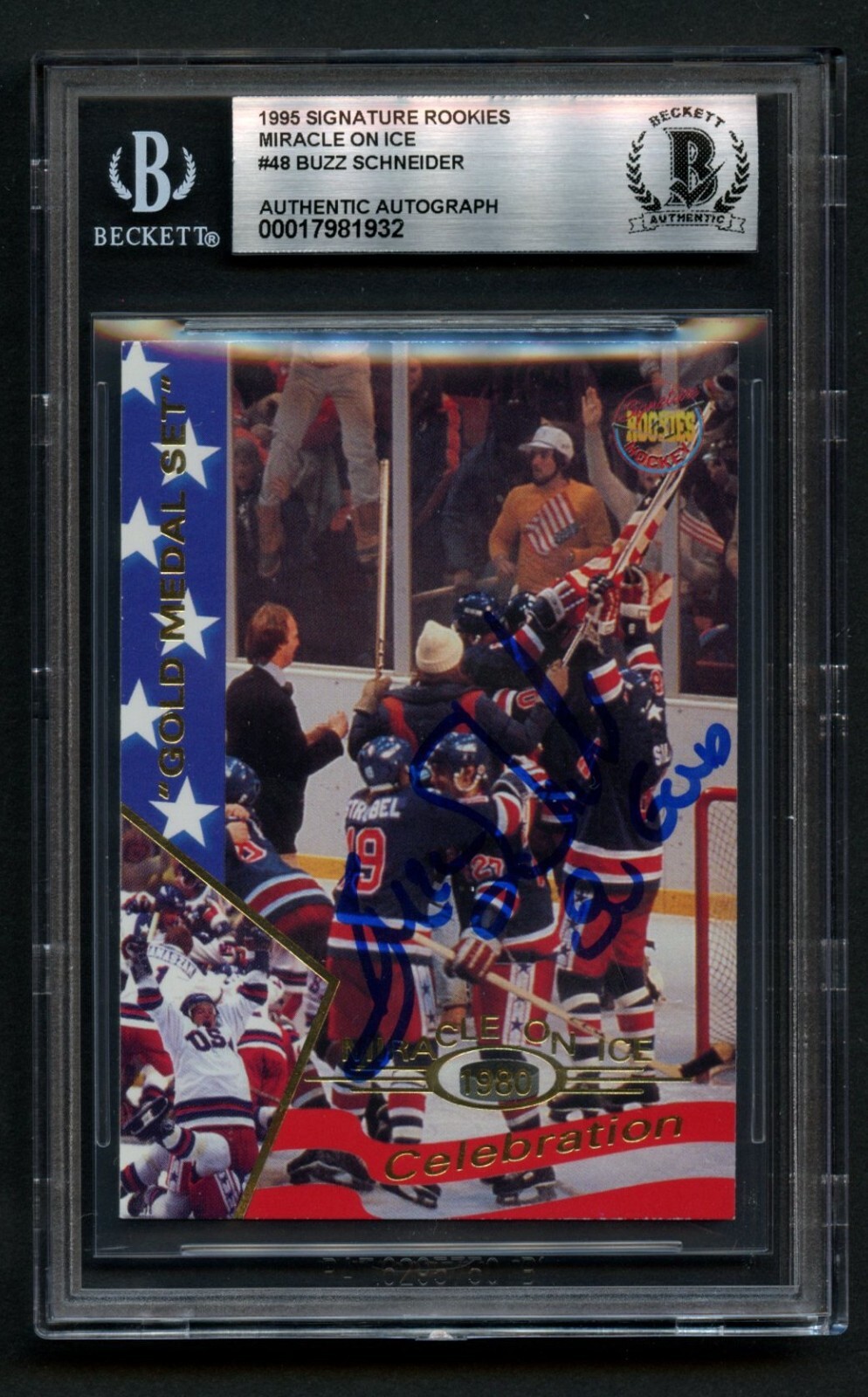 Buzz Schneider #48 signed autograph 1995 Signature Rookie Miracle on Ice BAS
