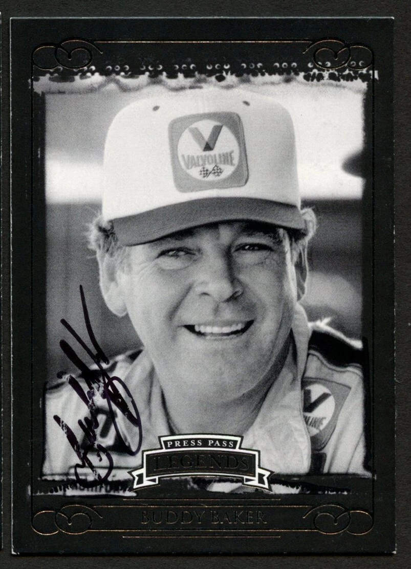 Buddy Baker #5 signed autograph 2008 Press Pass Legends NASCAR Trading Card
