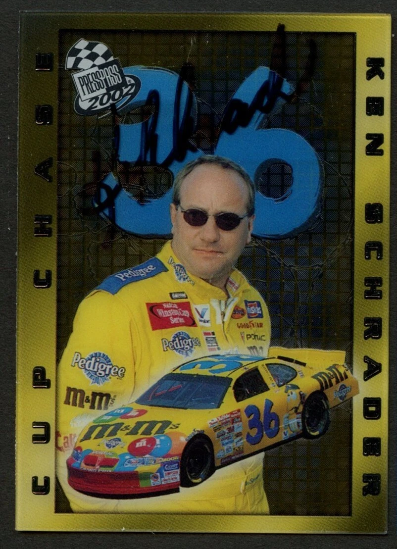Ken Schrader #13/18 signed autograph auto 2002 Press Pass Cup Chase Trading Card
