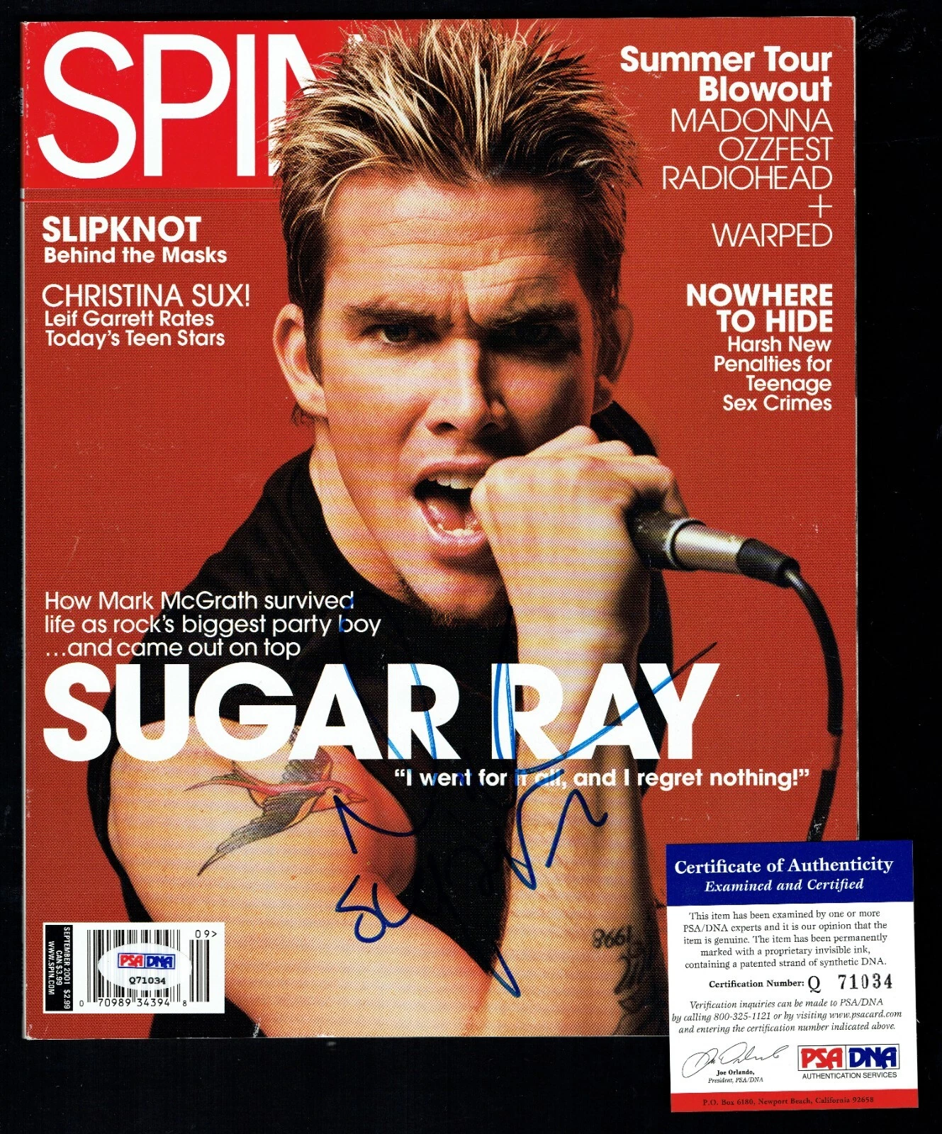 Mark McGrath Sugar Ray signed autograph auto SPIN Magazine PSA Certified