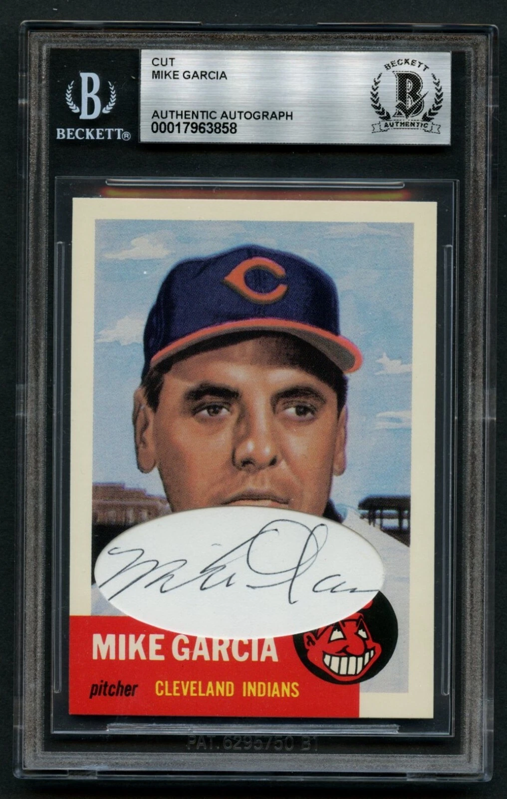 Mike Garcia d1986 signed auto Custom Cut 1991 Topps Archives 1953 Card BAS Slab