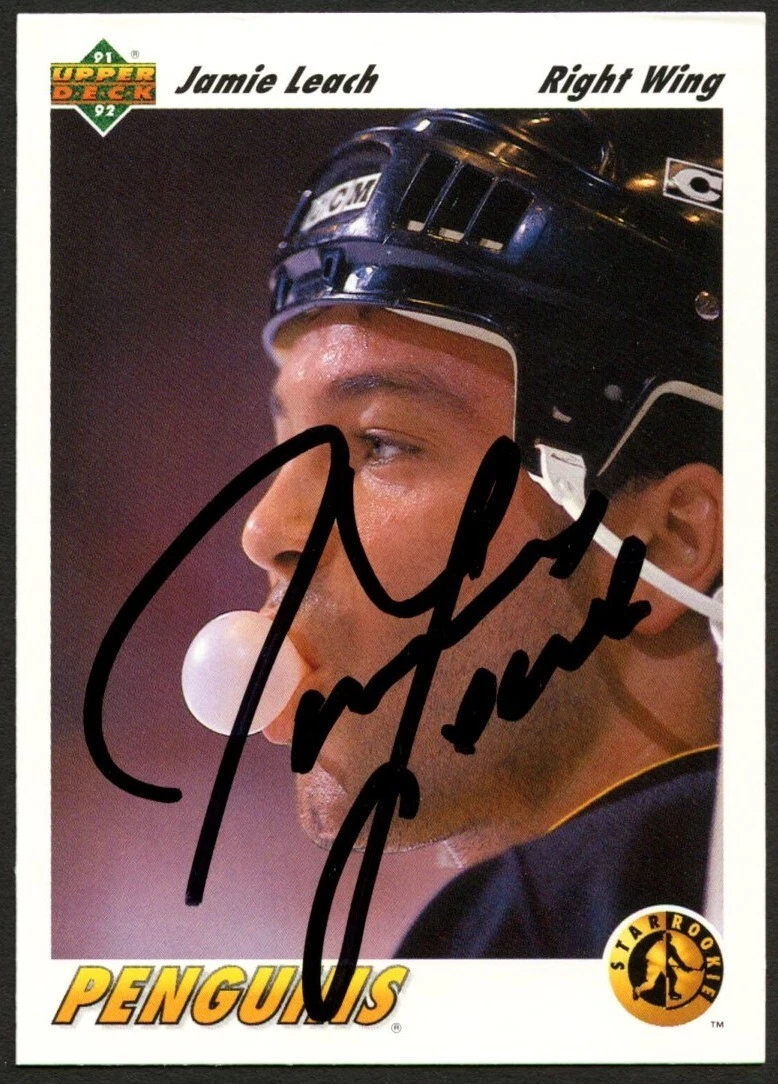 Jamie Leach #447 signed autograph auto 1991-92 Upper Deck Hockey Trading Card