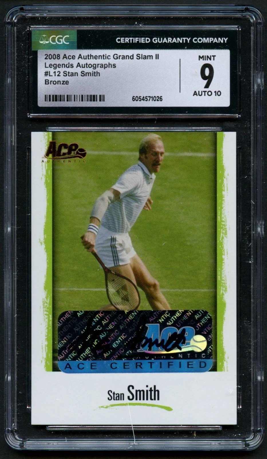 Stan Smith #L12 2008 Ace Authentic Grand Slam II Legends Autographs Bronze CGC 9