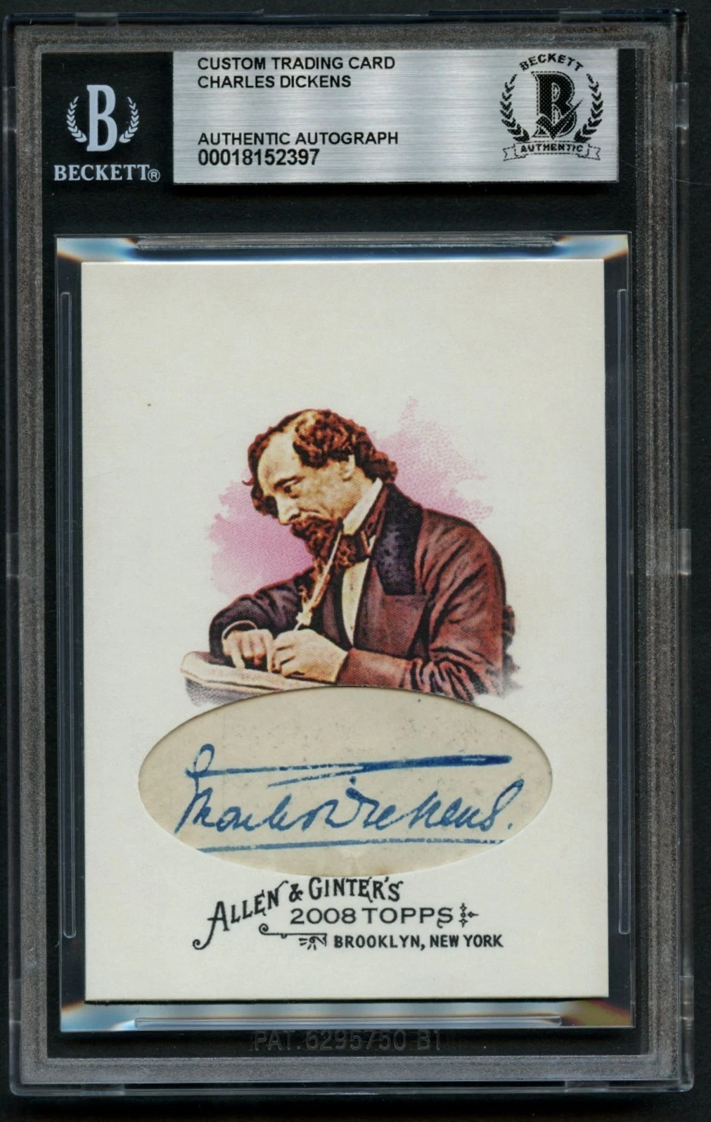 Charles Dickens signed autograph Authentic Custom Cut Card BAS Slabbed