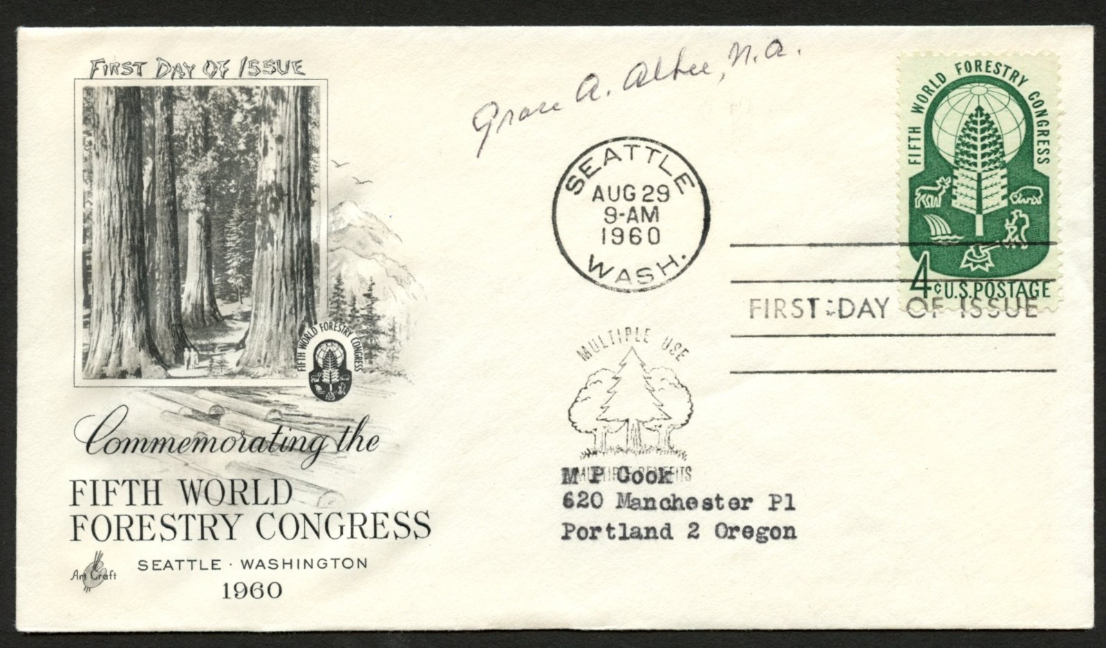 Grace Albee d1985 signed autograph American Printmaker Wood Engraver FDC