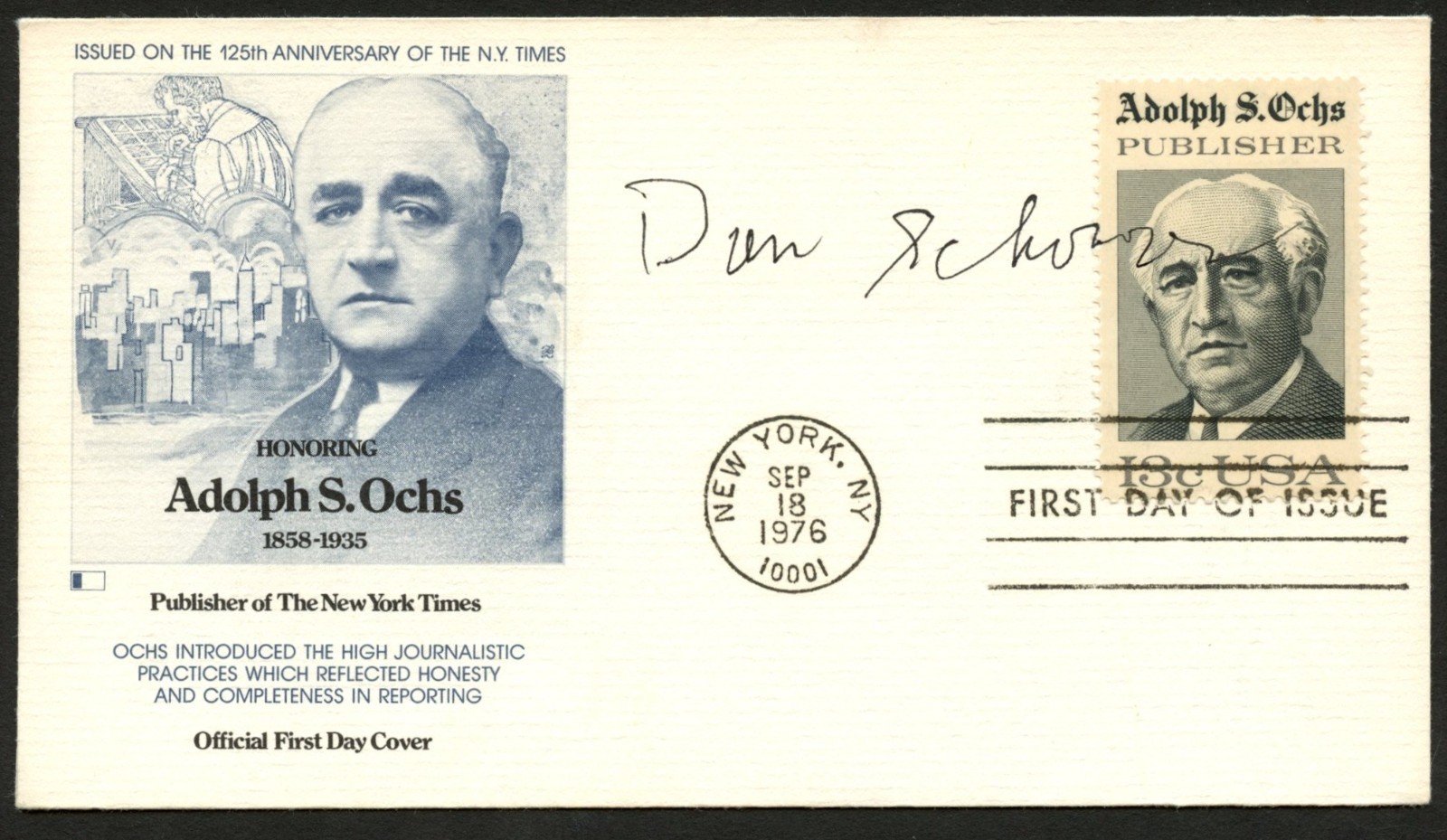 Daniel Schorr d2010 signed autograph American Journalist FDC Postal Cover