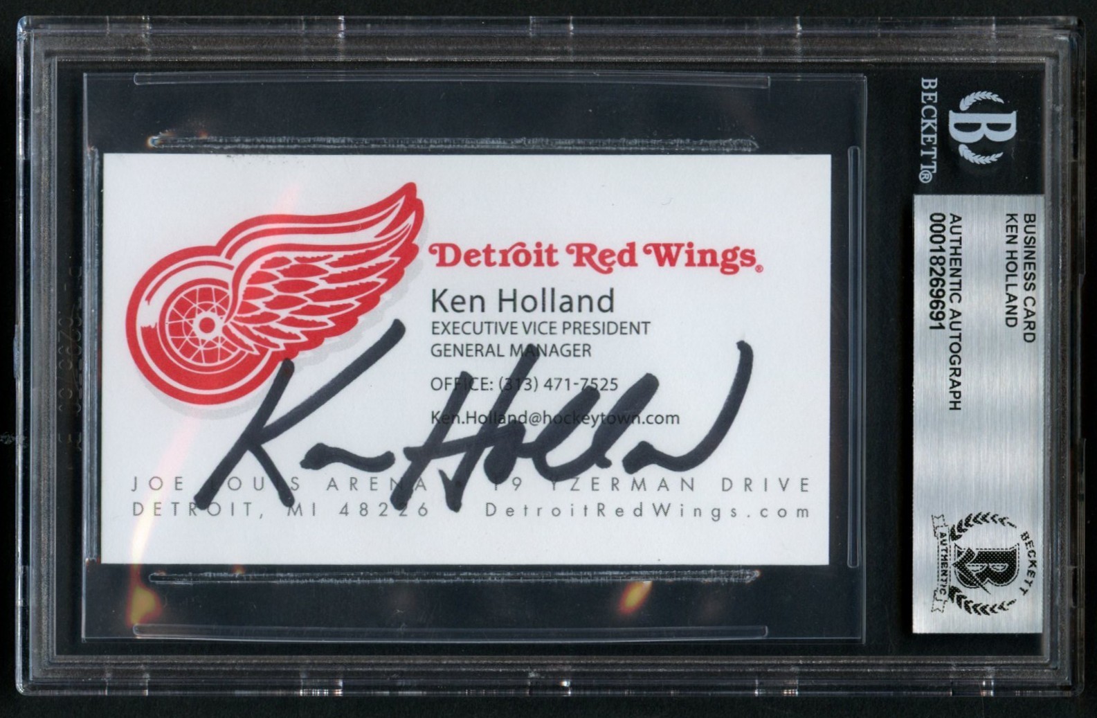 Ken Holland signed autograph Hockey Executive Red Wings Business Card BAS