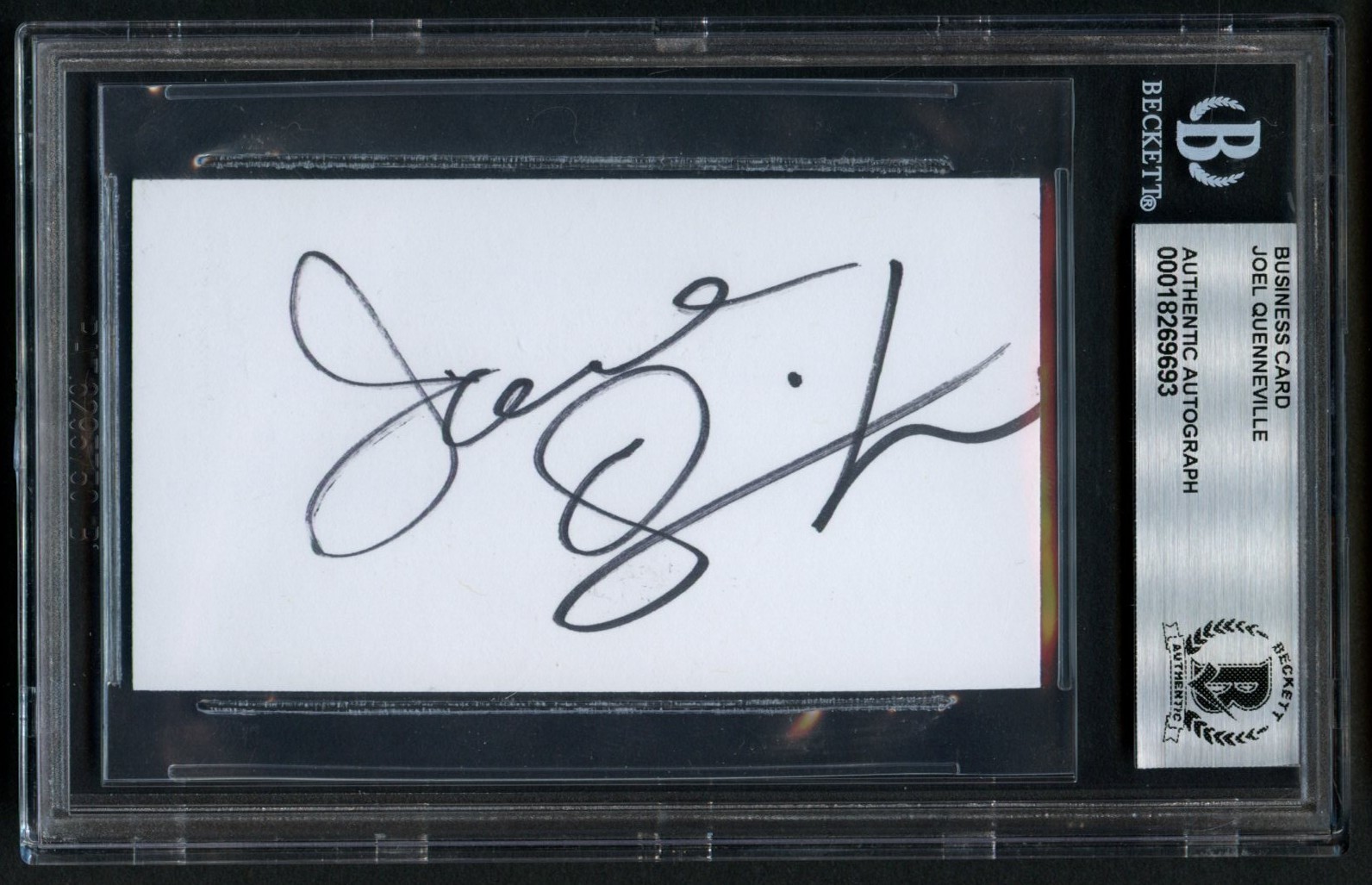 Joel Quenneville signed autograph Head Coach Blackhawks Business Card BAS Slab