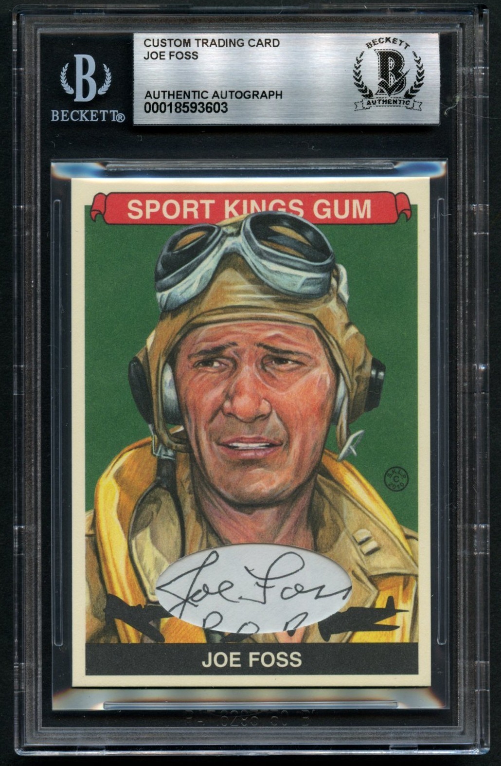 Joe Foss d2003 signed autograph Medal of Honor Custom Cut BAS Slabbed