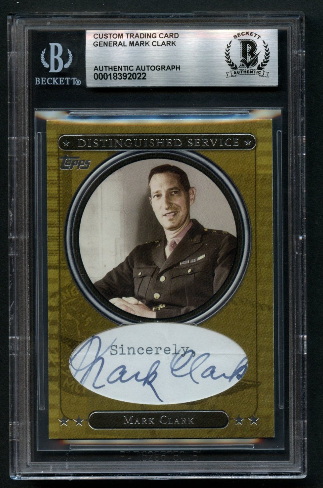 Mark Clark signed autograph US Army General WWII Custom Cut BAS Slabbed