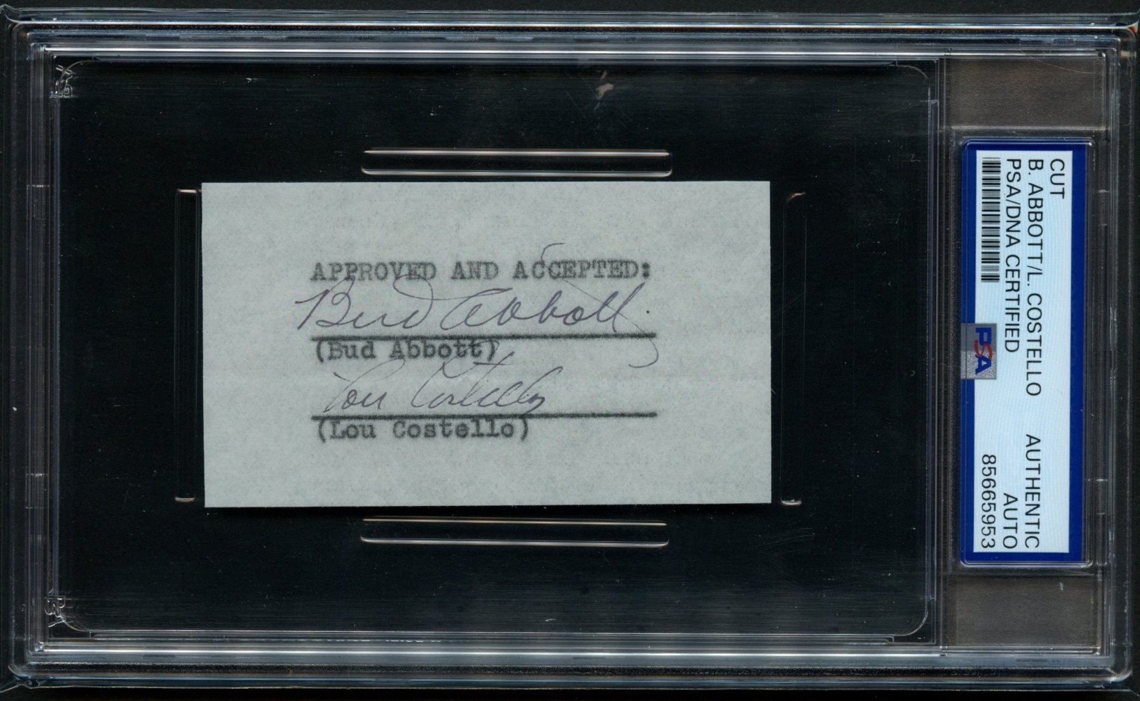 Bud Abbott & Lou Costello signed autograph 2x3.5 Comedians 