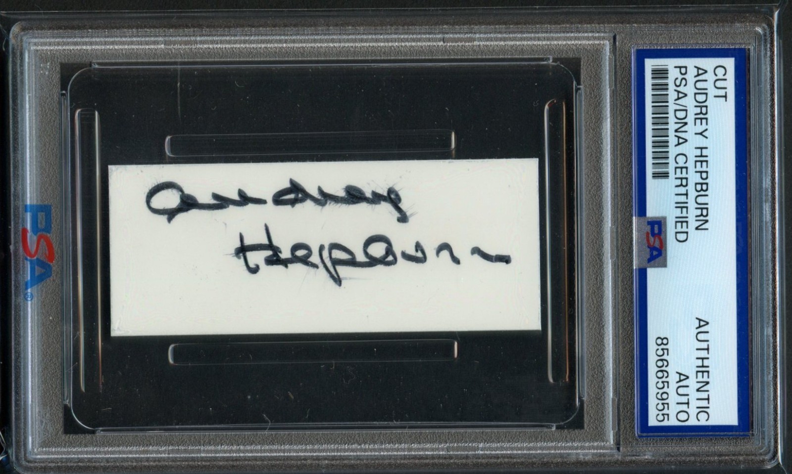 Audrey Hepburn signed autograph 1x3 cut Actress: Roman Holiday PSA Slabbed