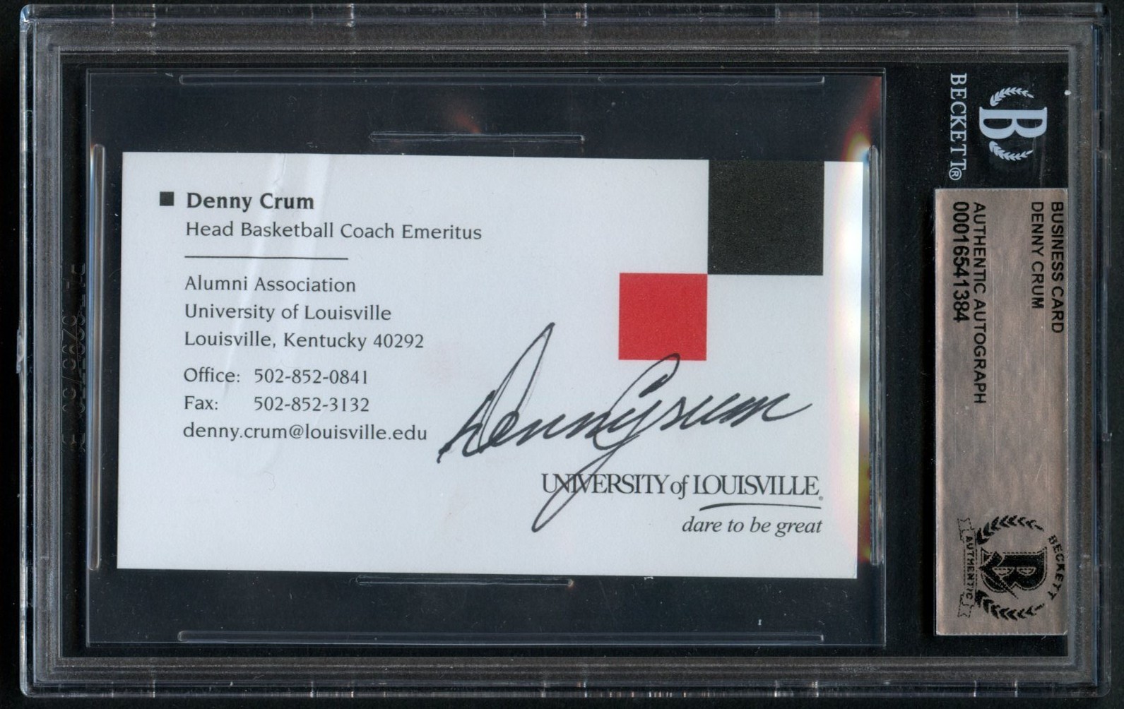 Denny Crum signed autograph Basketball Head Coach Business Card BAS Slabbed