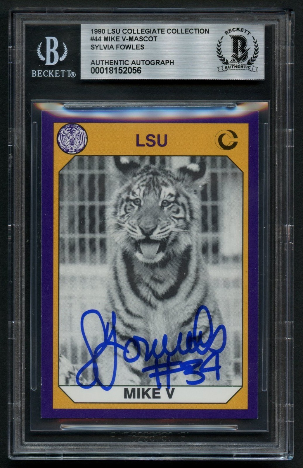 Sylvia Fowles signed autograph 1990 LSU Collegiate Collection Card BAS Slabbed